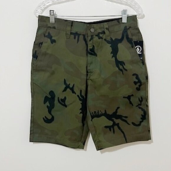 Volcom Vmonty 22" Chino Shorts Green Combo Men's Size 29 - Picture 1 of 6